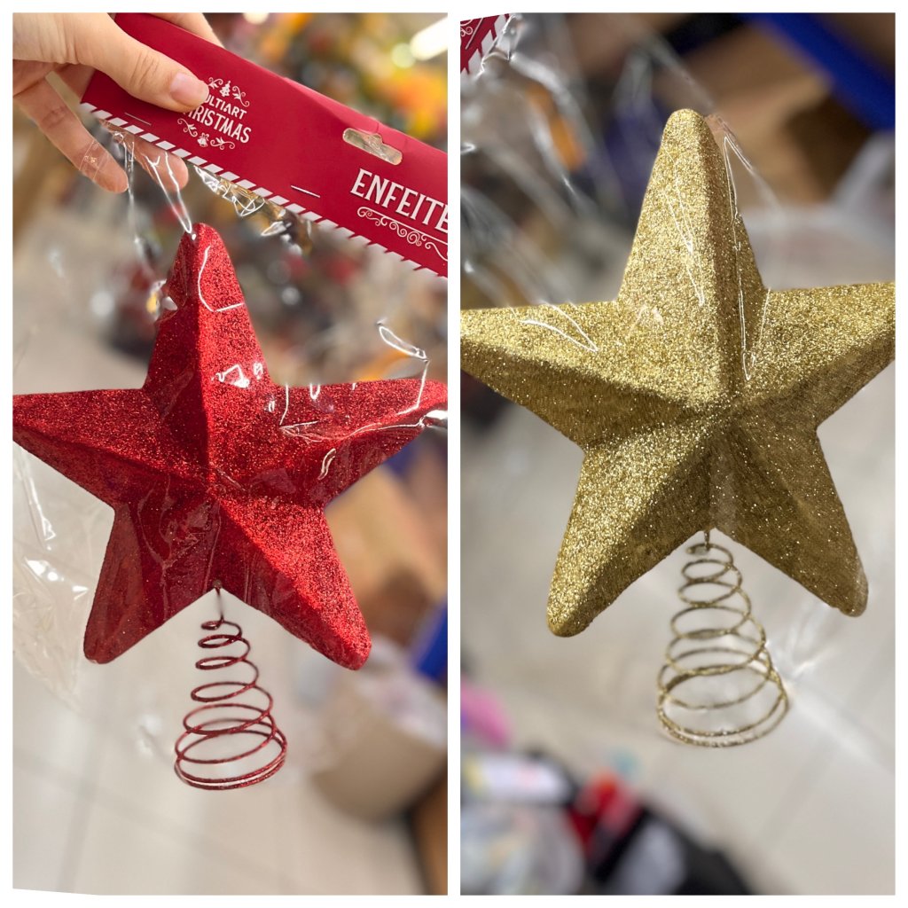 Estrela topo de árvore Natal - Glitter  