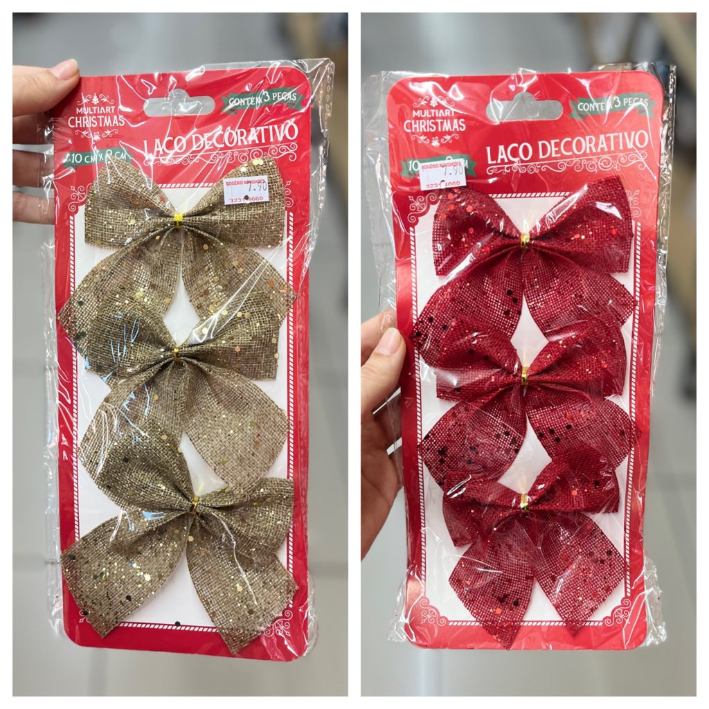 3 laços de Natal 10cm X 9CM 