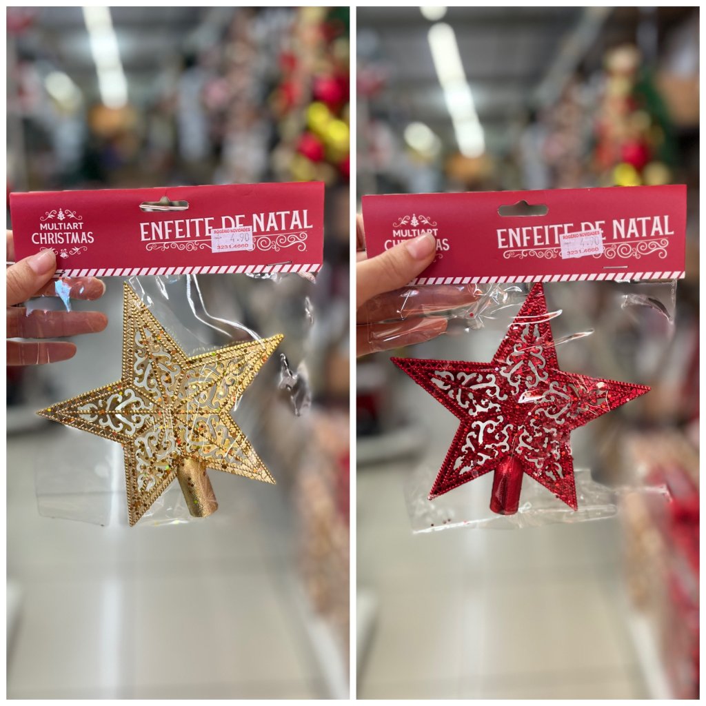 Estrela topo de árvore - vazada 15CM X 15CM 