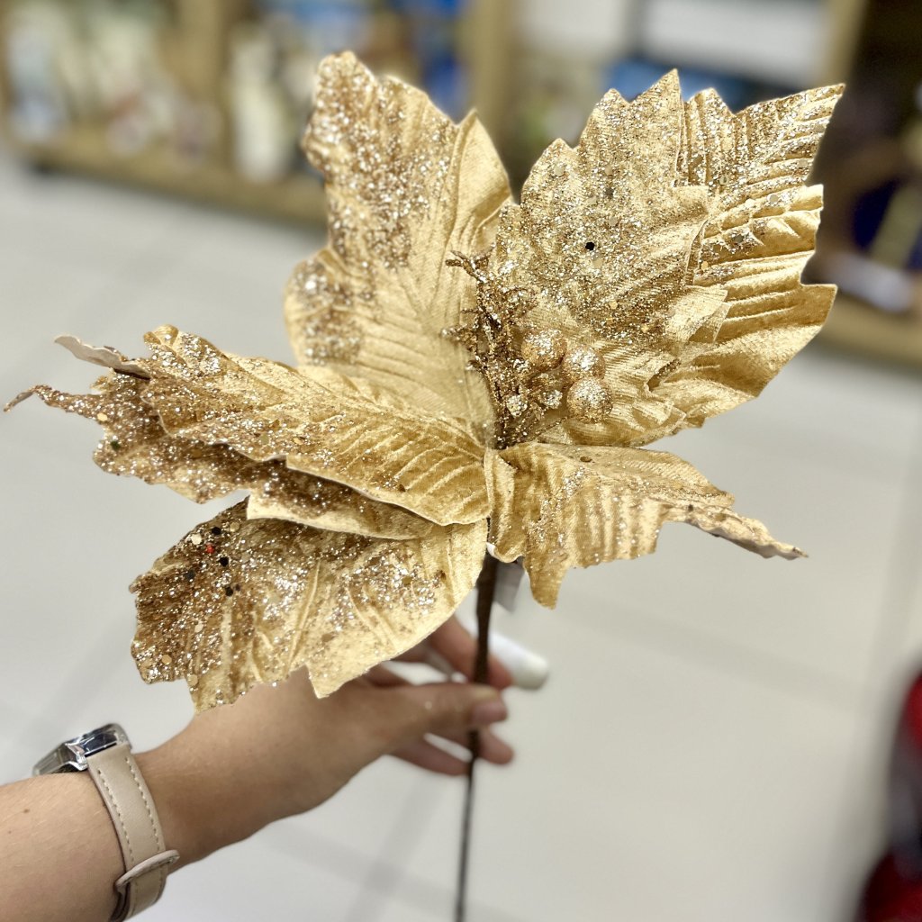Flor de Natal Dourada - 33cm 