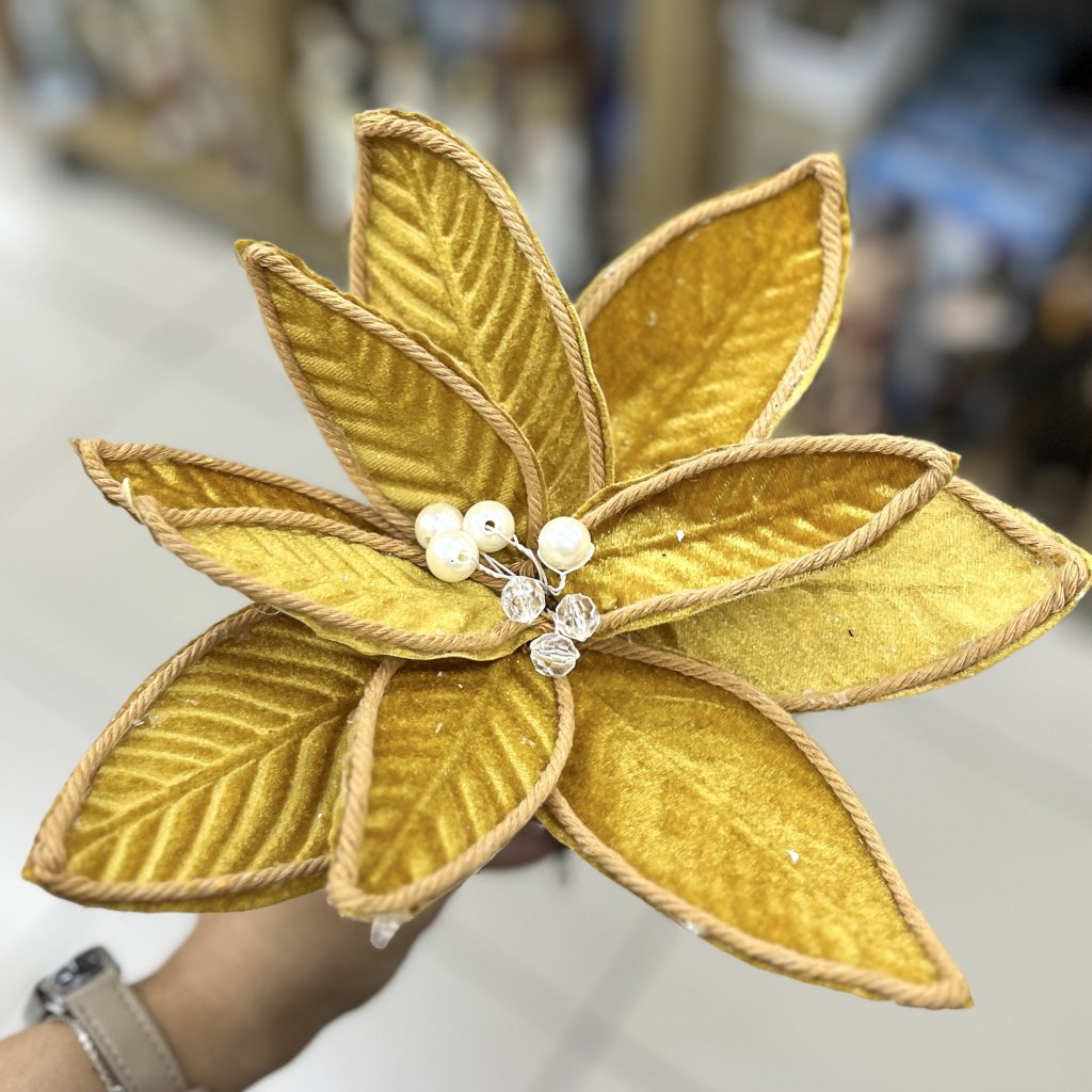 Flor de Natal Rústica Dourada 