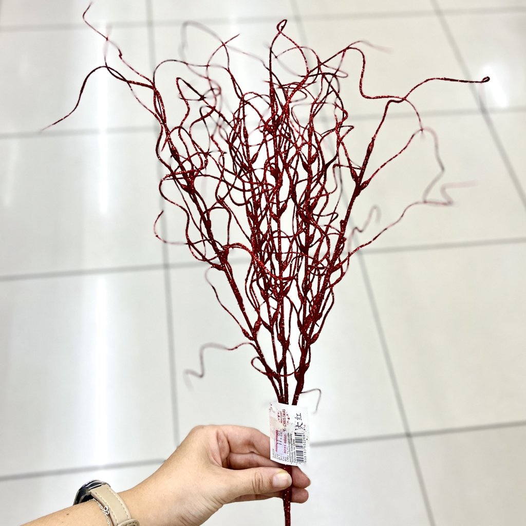 Galho de Natal com Glitter Vermelho 