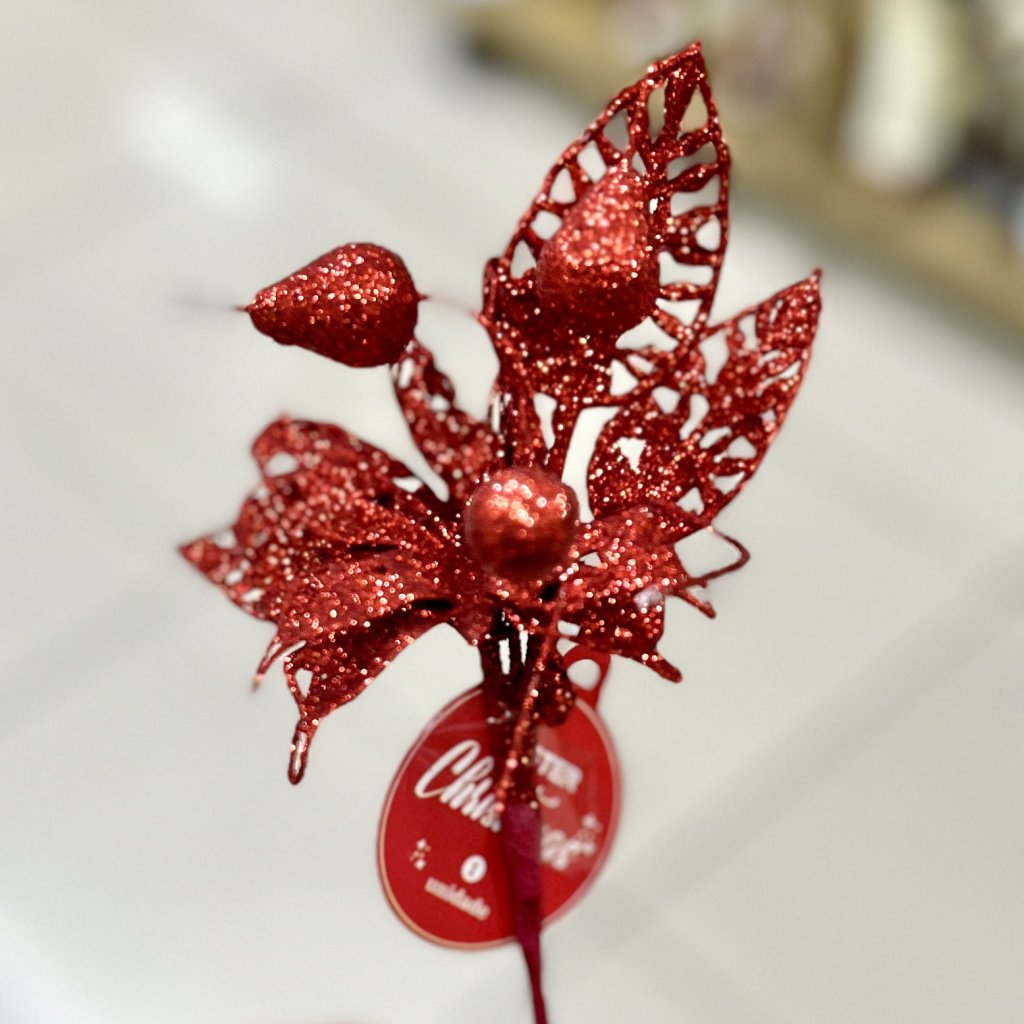 Pick de natal com Glitter vermelho 