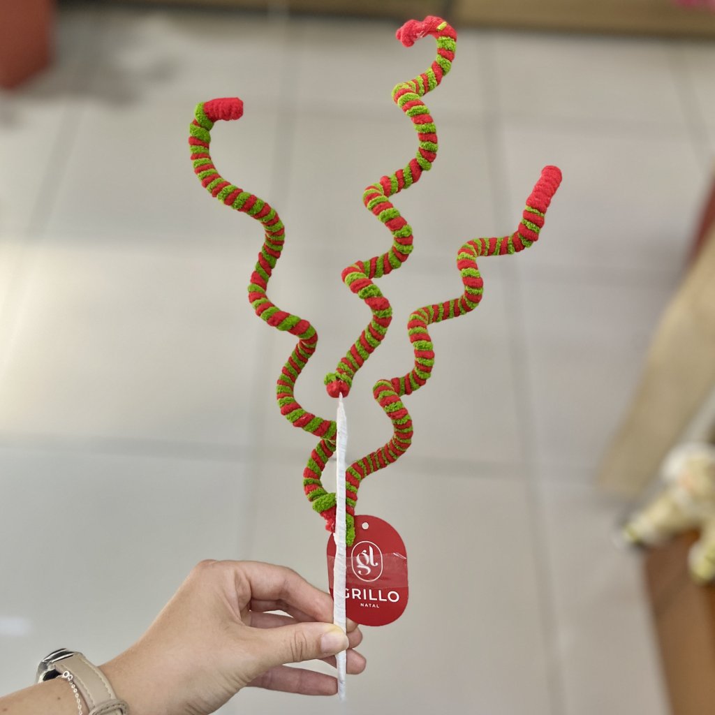Haste de Natal espiral vermelho e verde 