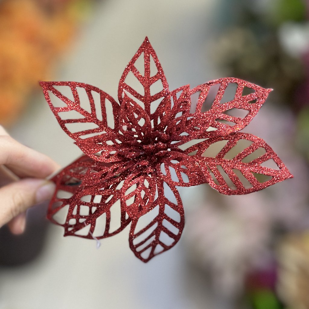 Flor de glitter vermelho 
