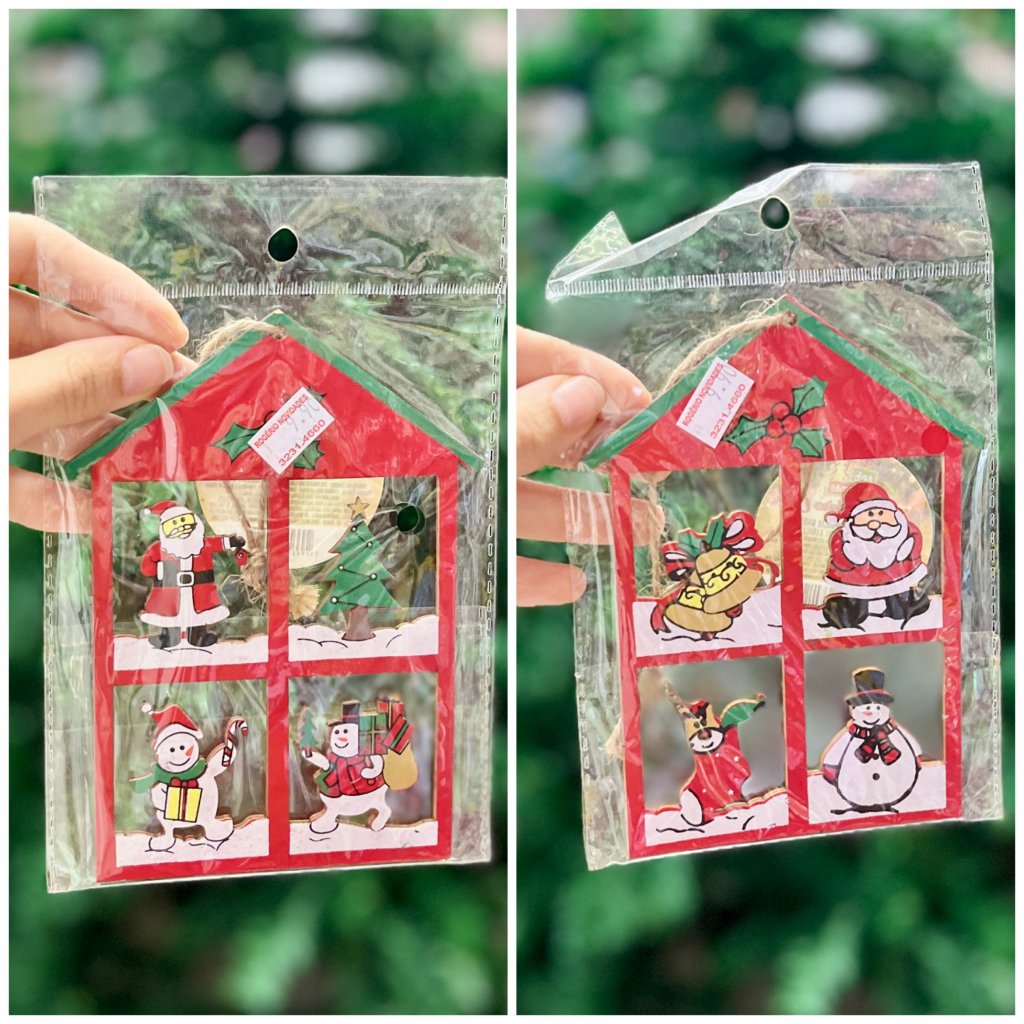 Enfeite casinha de madeira Natal 