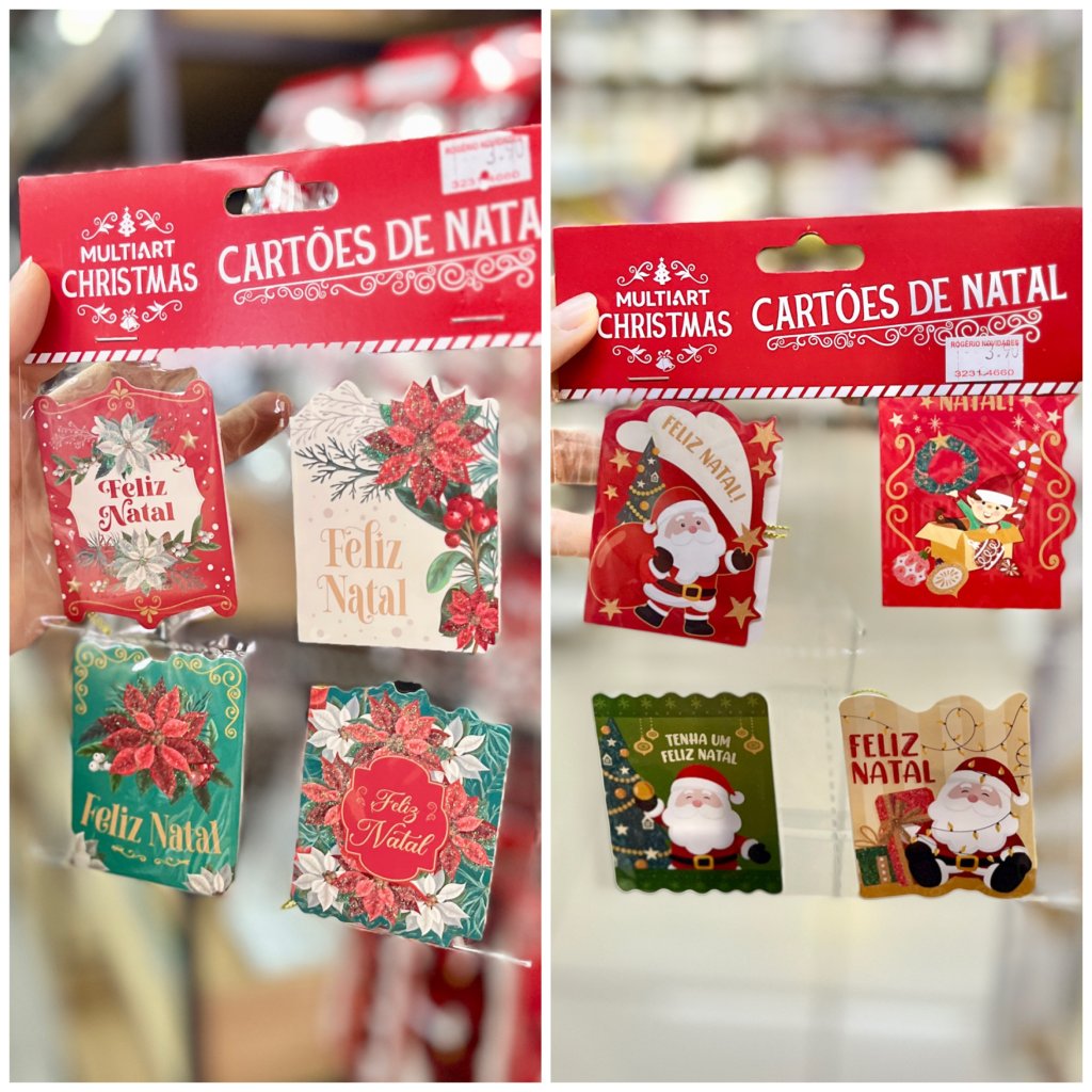 Mini cartão natalino para presentes 4 unidades 