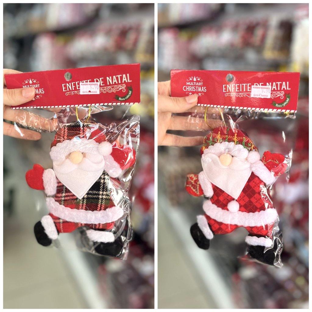 Enfeite pendente papai Noel xadrez 