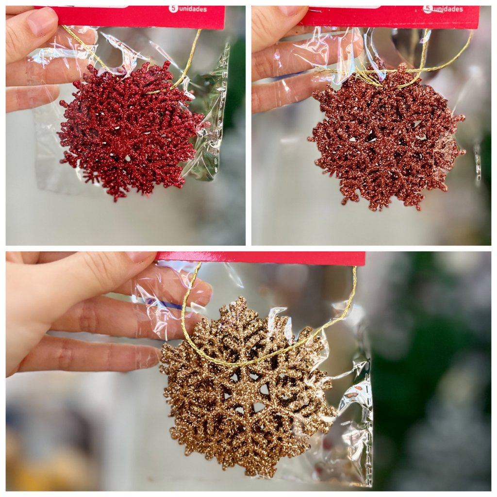 Enfeite Natal Floco de neve com glitter 5 unidades 