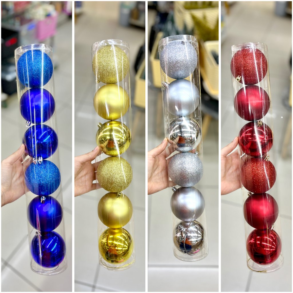 Conjunto 6 bolas mistas de 8cm Natal 