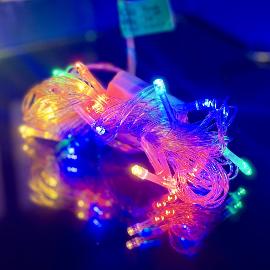 Pisca 20 leds colorido fio transparente 