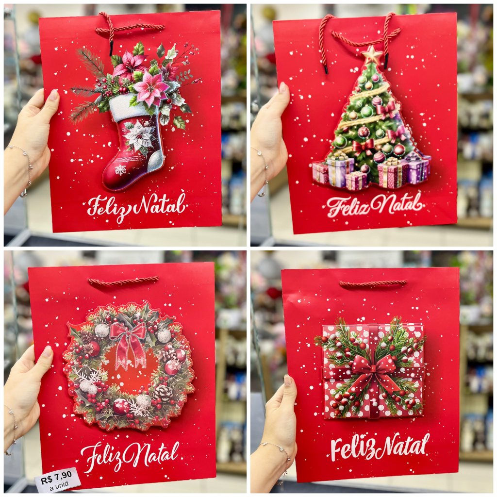 Sacola de presente Feliz Natal 