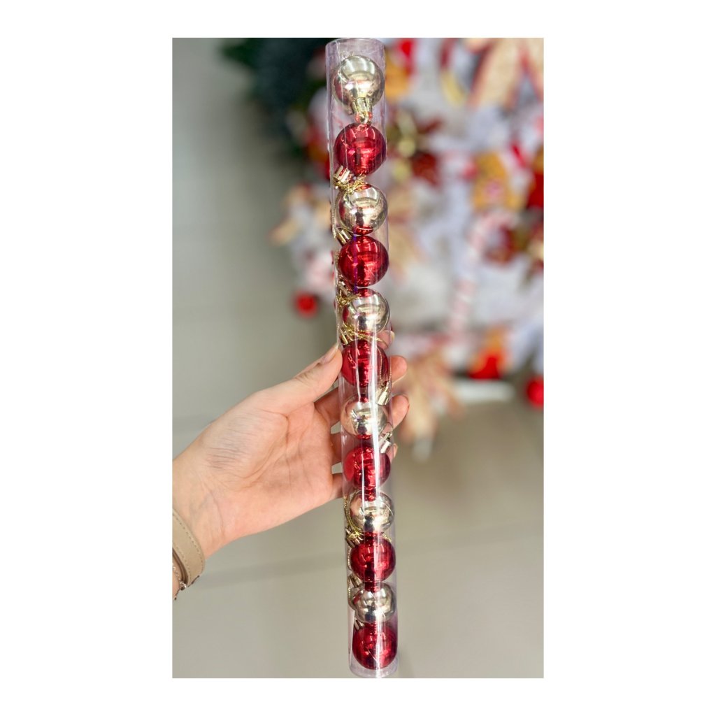 Conjunto 12 bolas vermelhas e douradas 3cm 