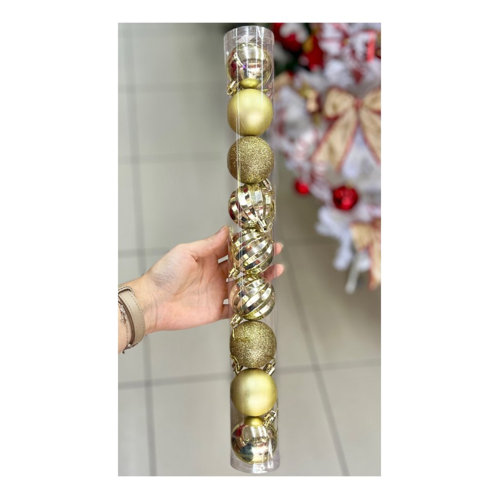 Conjunto 9 bolas douradas mistas 5cm 