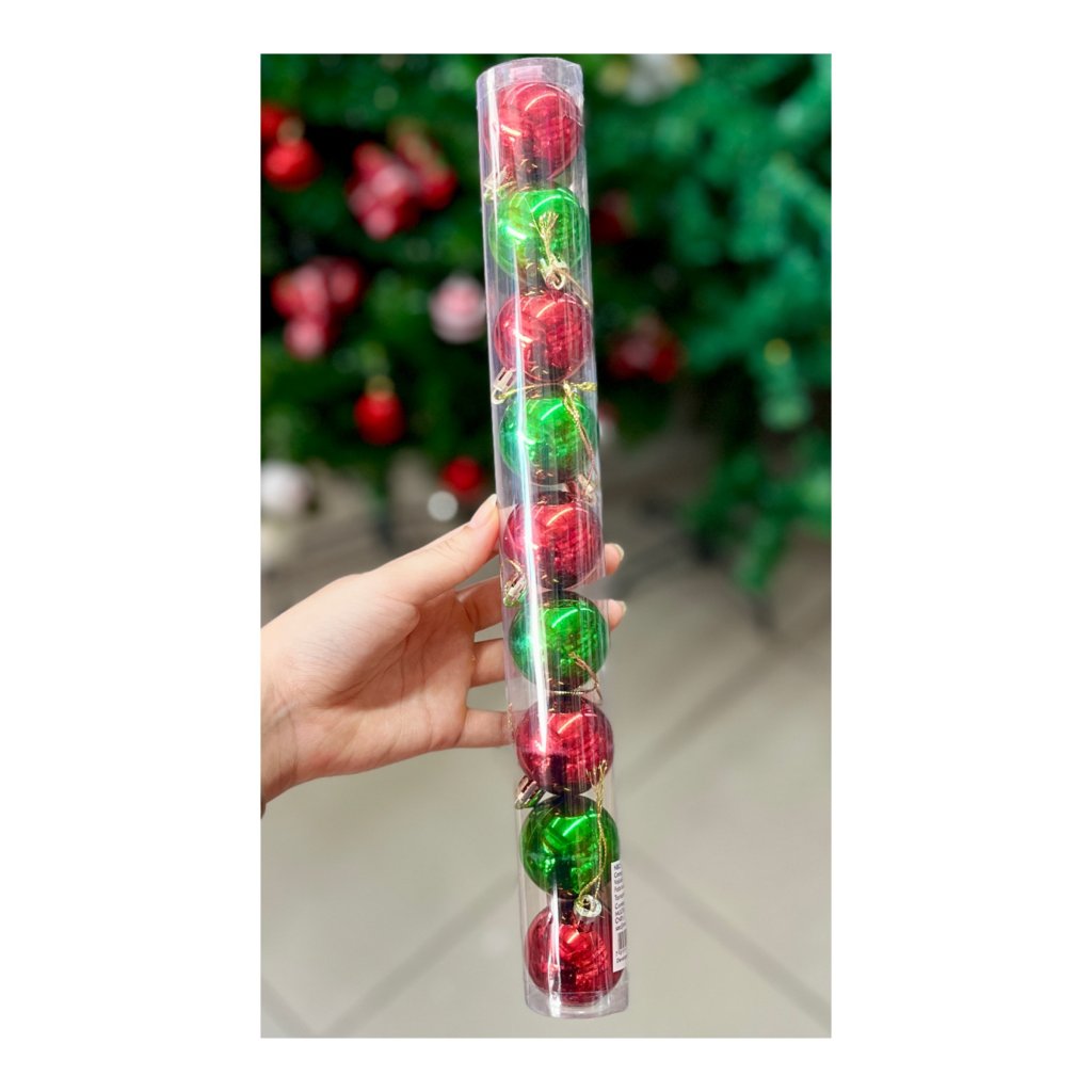 Conjunto 9 bolas vermelhas e verdes 4cm 