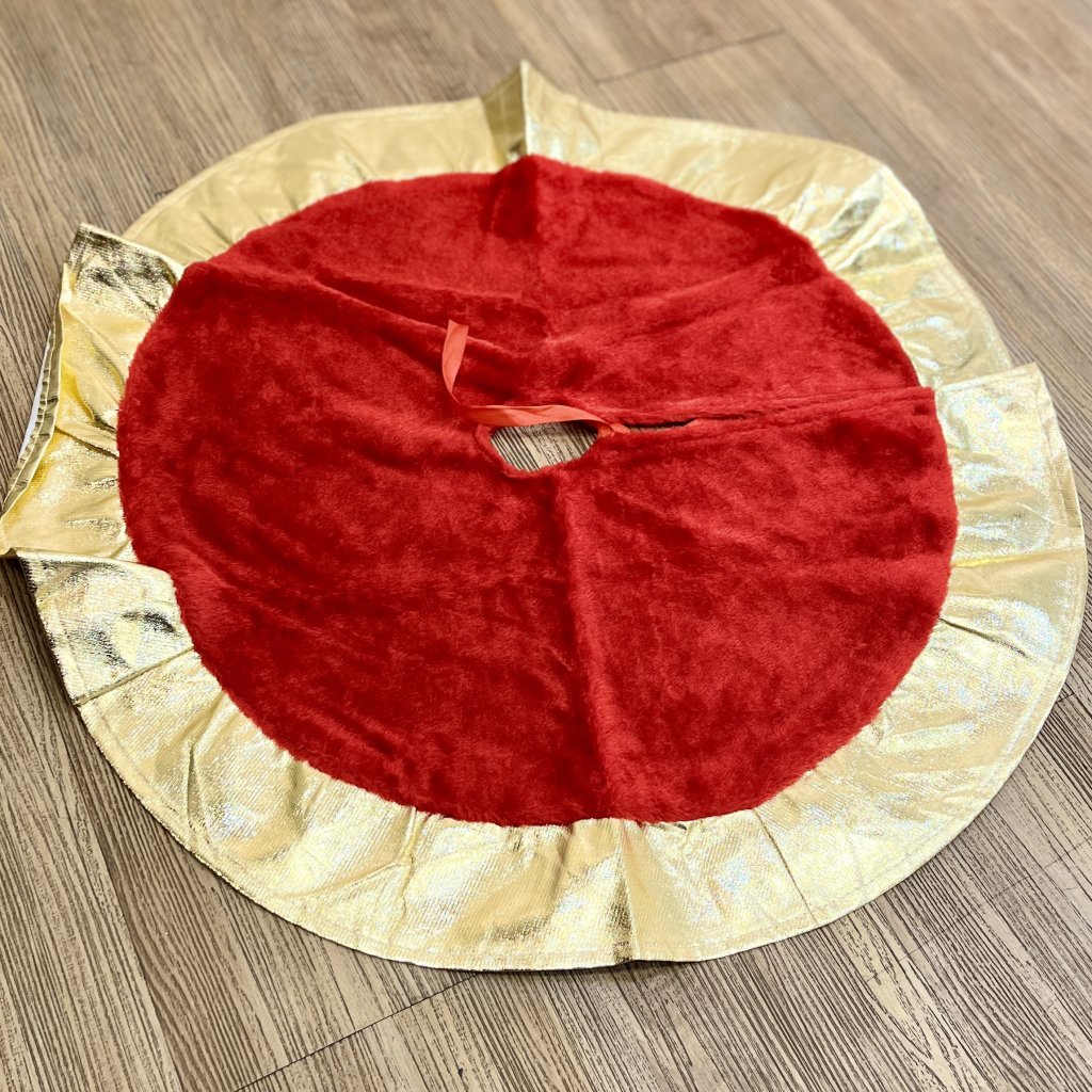 Saia para árvore de Natal 80cm vermelha e dourada 