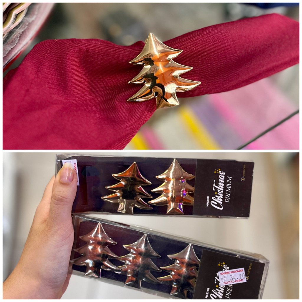 Porta guardanapo Pinheiro natalino com 4 peças 
