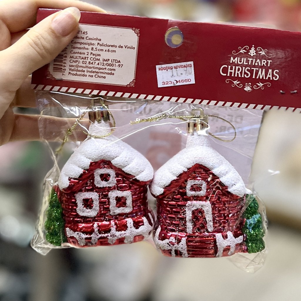 Enfeite natalino casinha 2 peças 