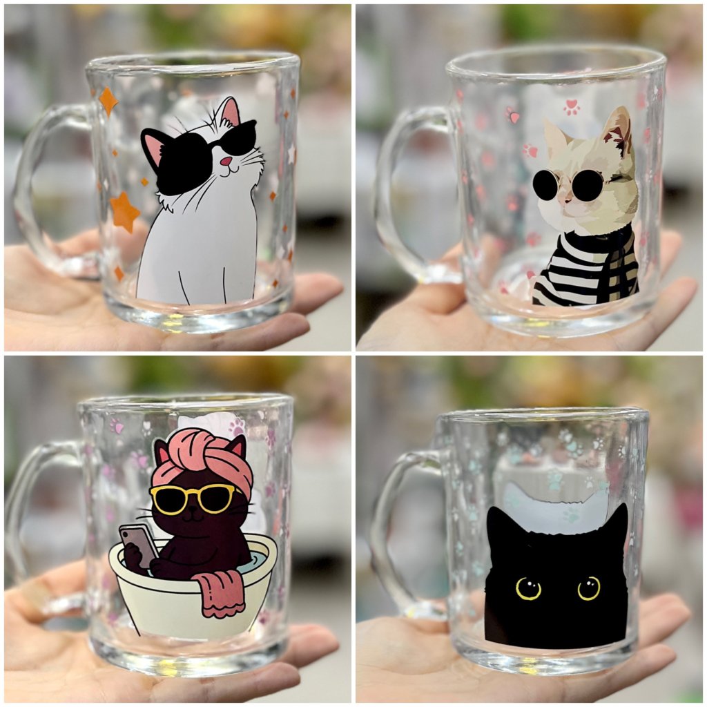 Caneca de vidro 335ml - Gatinho 