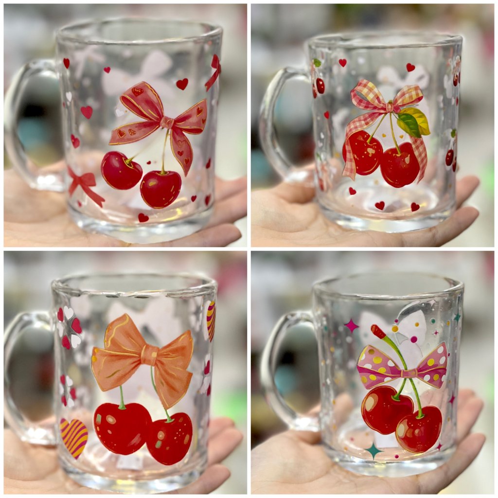 Caneca de vidro 335ml - Cereja 