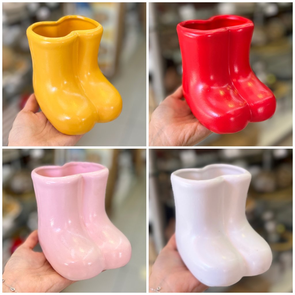 Vaso botinha em cerâmica 