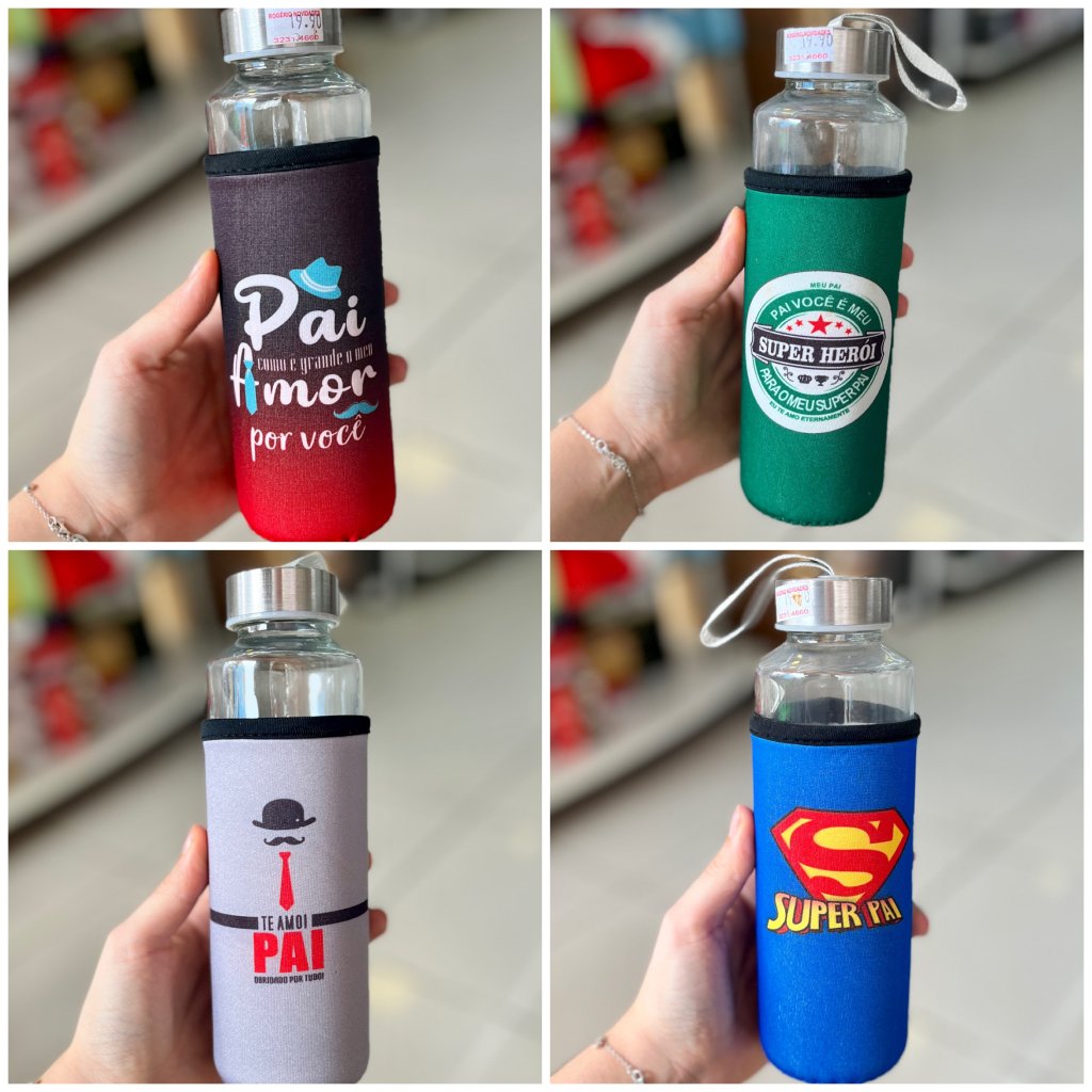 Garrafinha de vidro com capa neoprene 