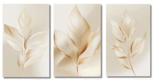 Trio tela decorativa 40CM X 60CM - Folhas delicadas 