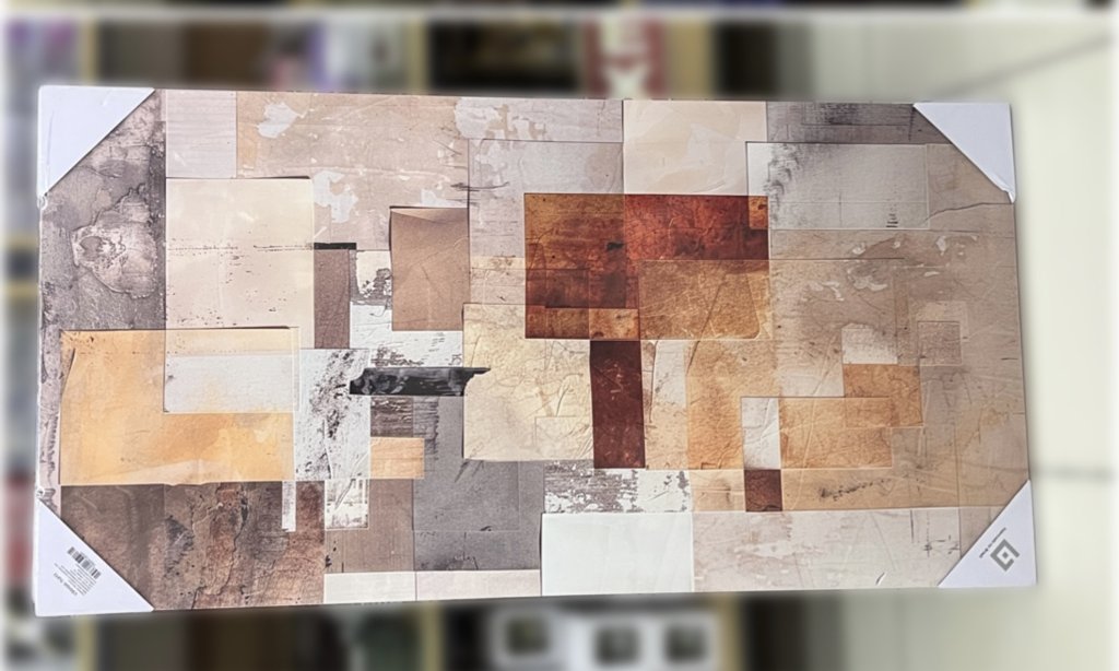 Tela decorativa 60CM X 120cm - abstrato quadrados terrosos 