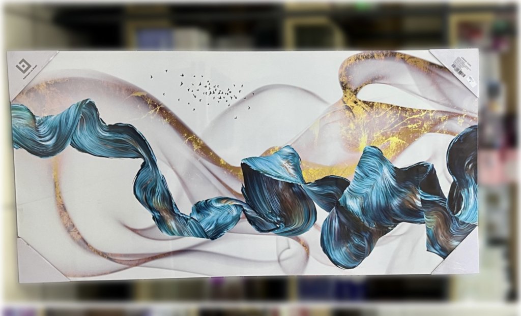 Tela decorativa 60CM X 120cm - abstrato fluido azul 