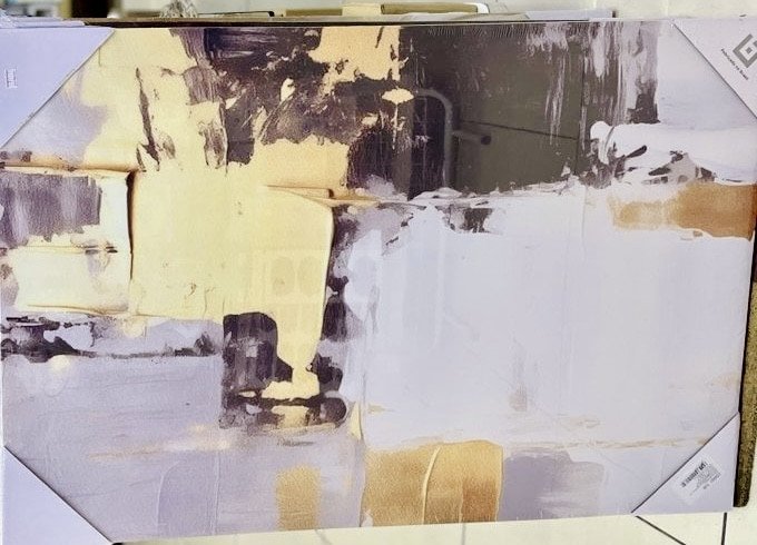 Tela decorativa 60CM X 90cm - Abstrato preto, cinza e dourado 