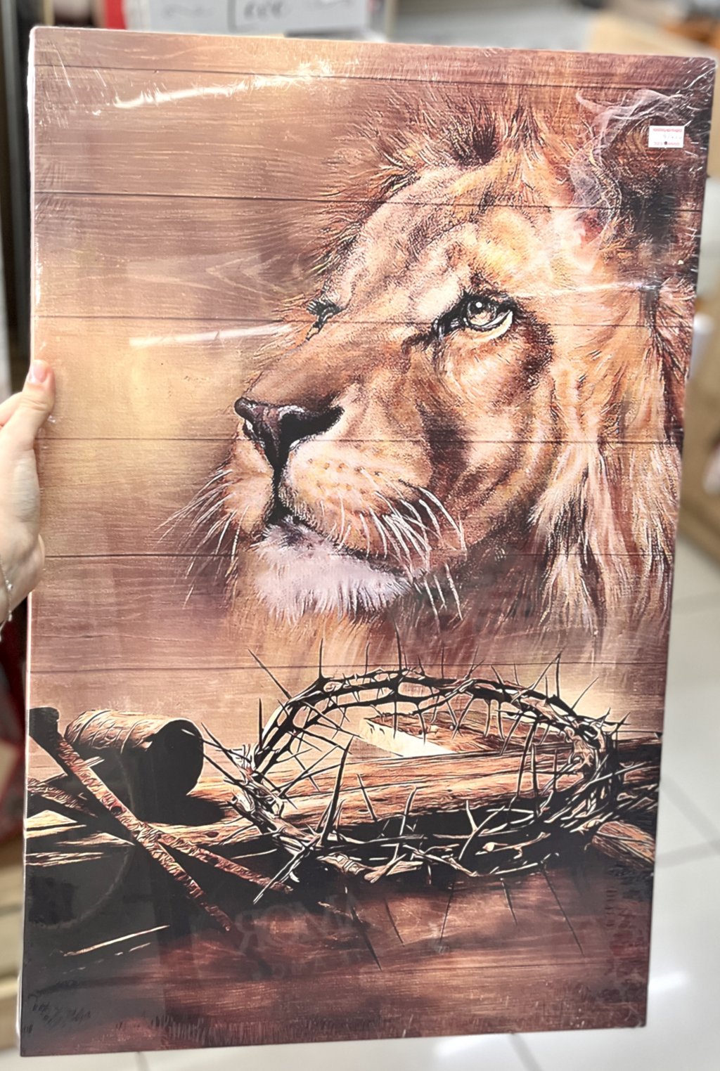 Tela decorativa 40CM X 60CM - Leão coroa de espinhos 