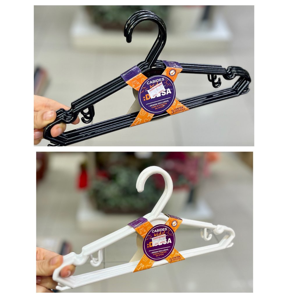 Cabide infantil kit com 3 peças 