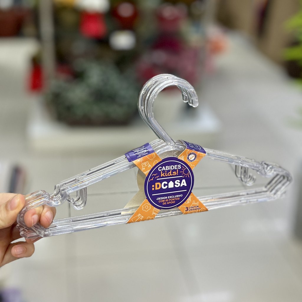 Cabide infantil cristal kit com 3 peças 