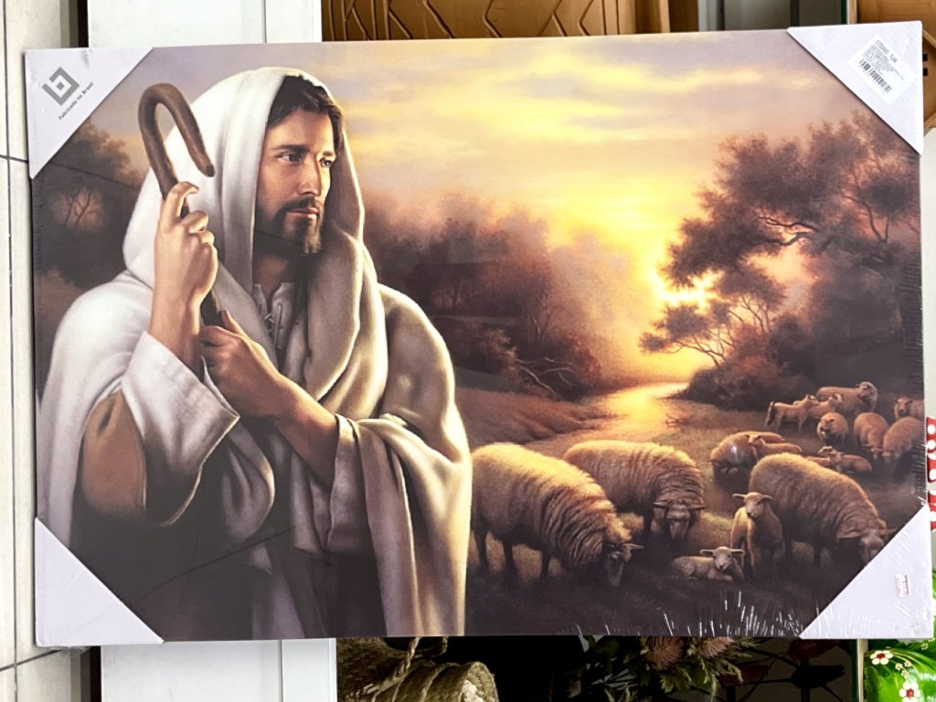Tela decorativa 60CM X 90CM - pastor ovelhas 