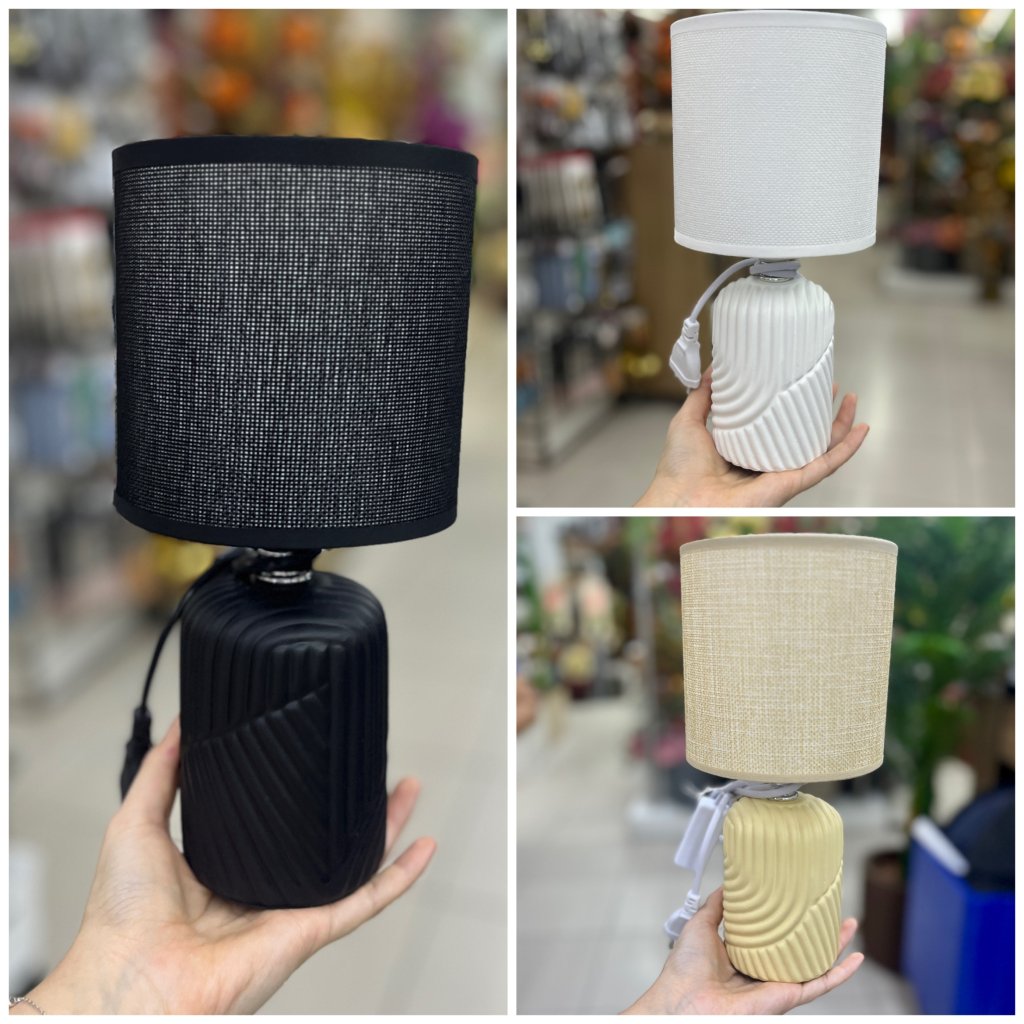 Abajur base cerâmica linhas orgânicas 