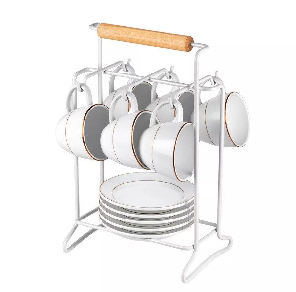 Suporte de xícaras Branco Eco Design chá / café 