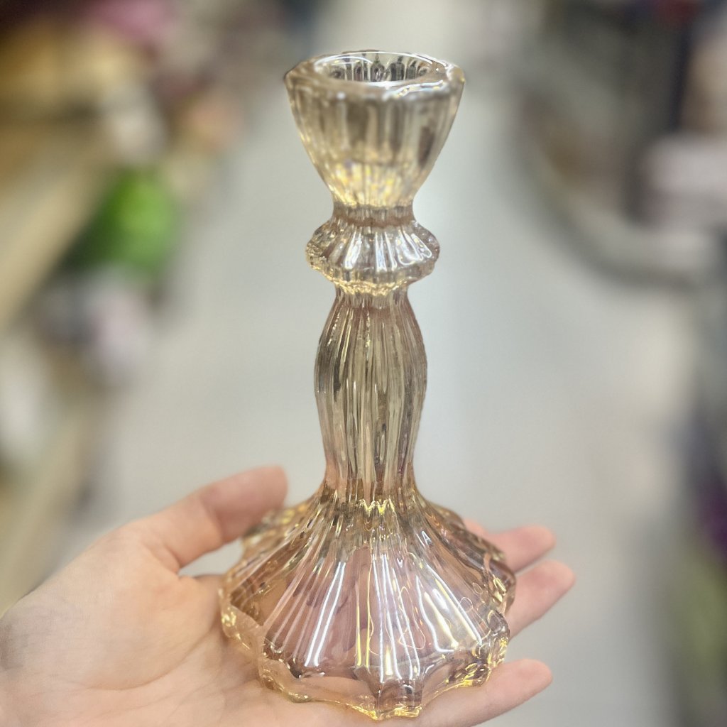 Castiçal de vidro 15CM âmbar 