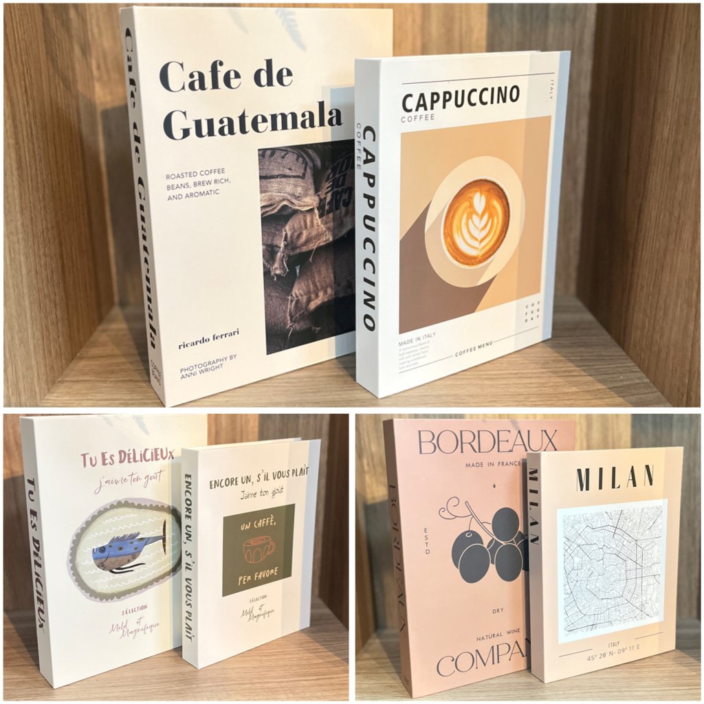 Kit caixa livro 2 peças - café 
