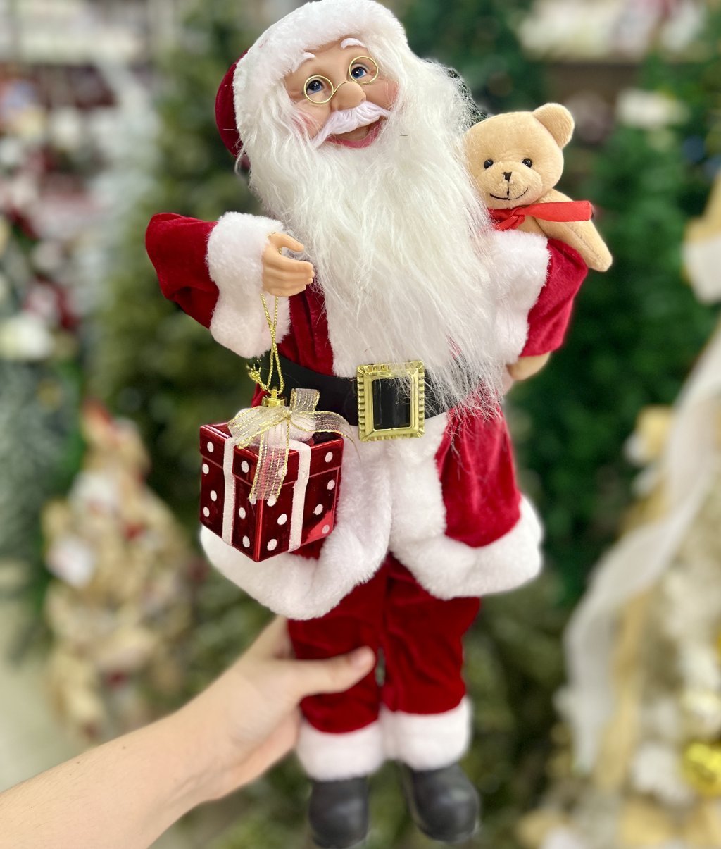 Papai Noel tradicional musical (a corda) 45cm 