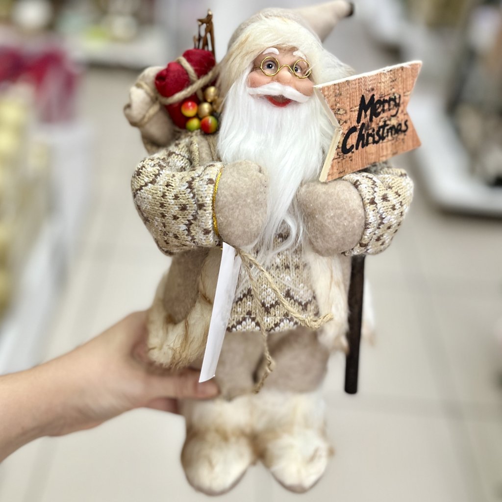 Papai Noel rústico Merry Christmas 30CM 