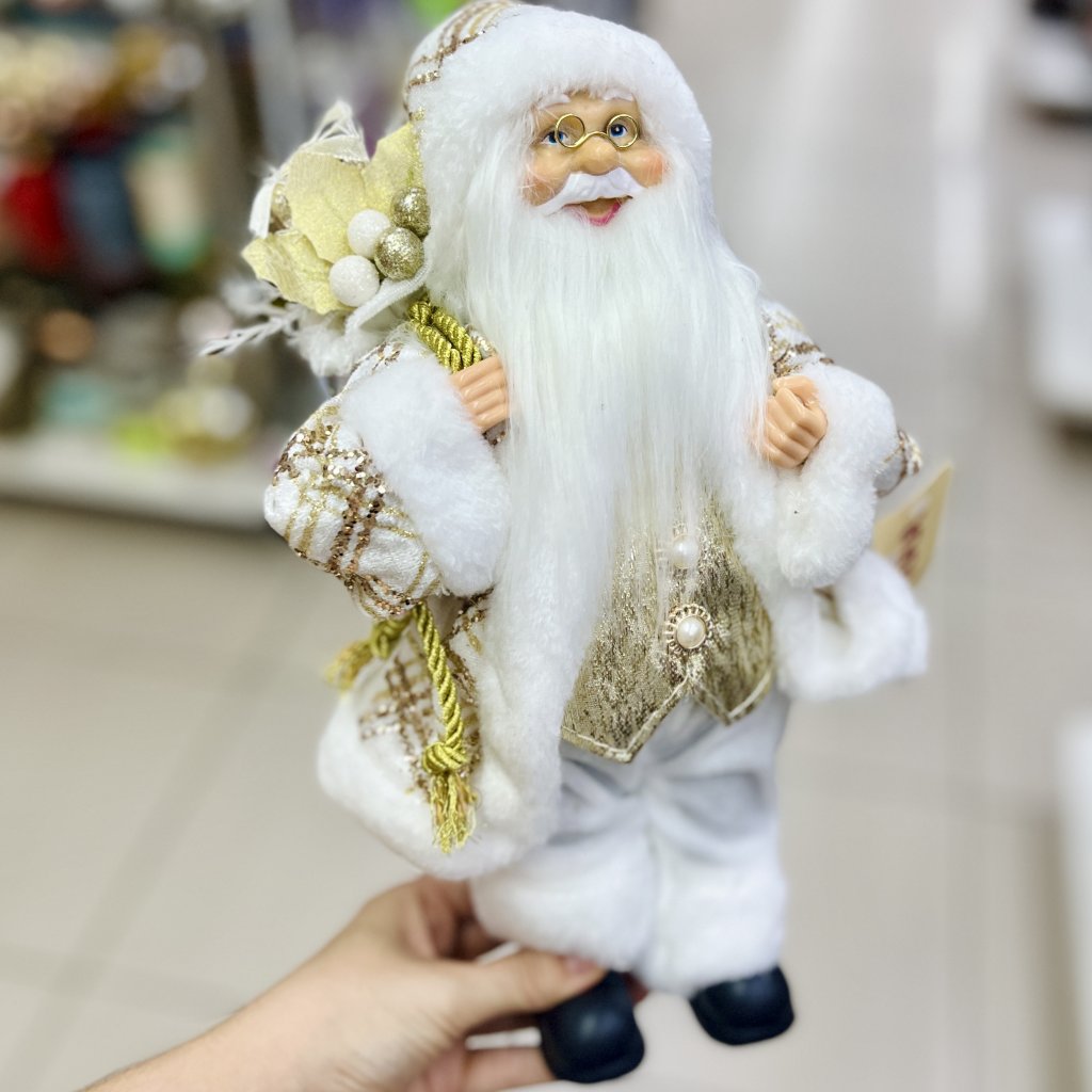 Papai Noel dourado e branco 30CM 