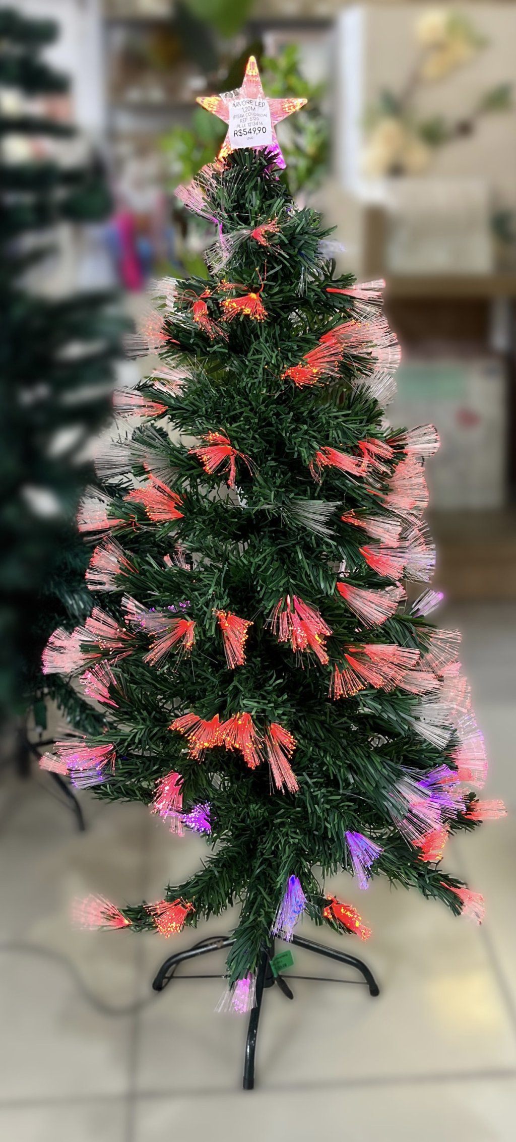 Árvore de Natal com Led colorido e fibra 