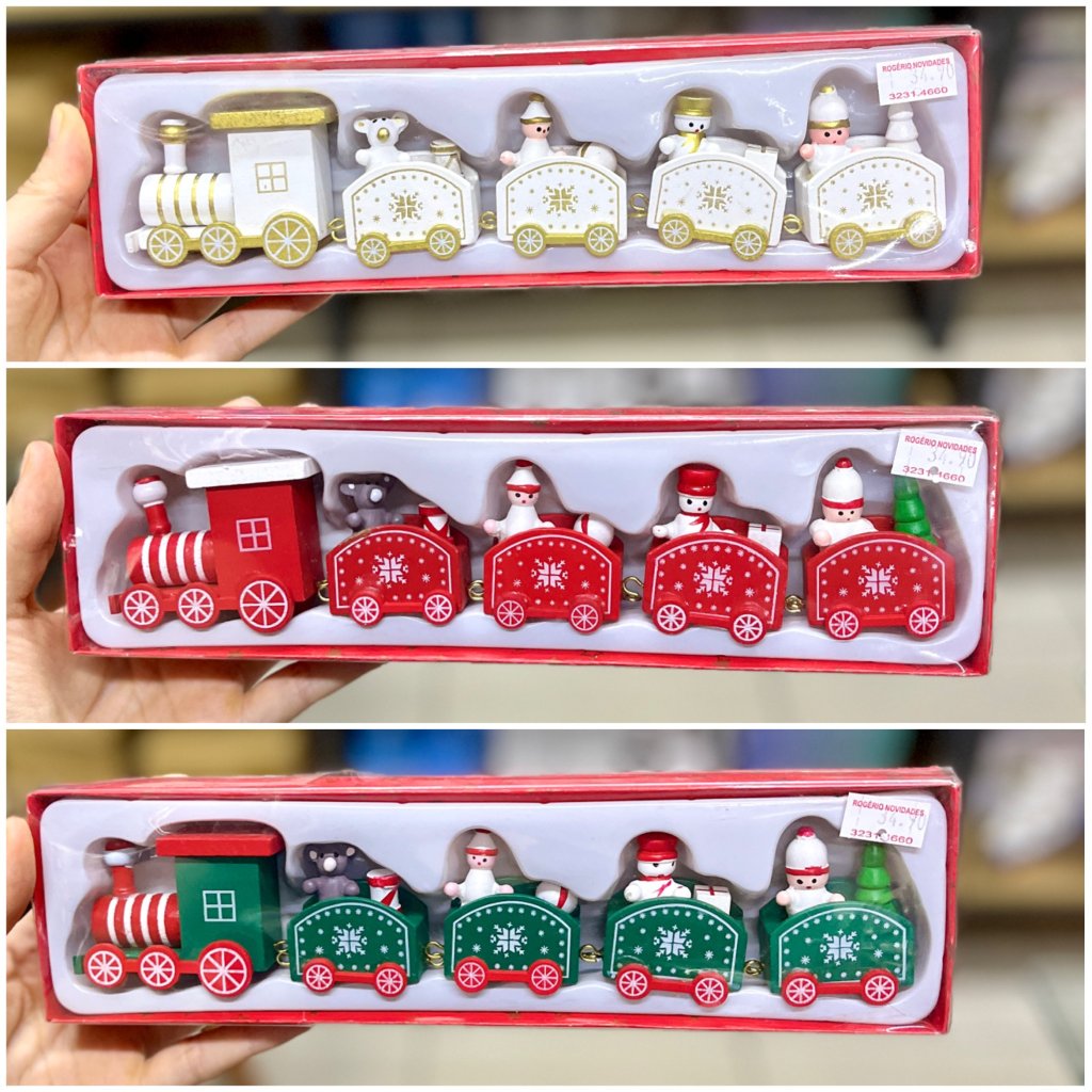 Trem natalino 5 vagões 25CM 