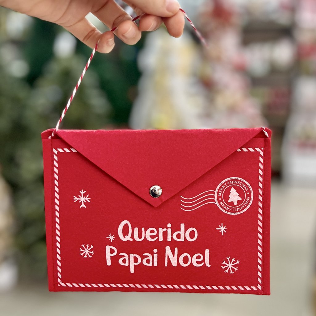 Enfeite envelope cartinha papai Noel 18cm X 13cm 