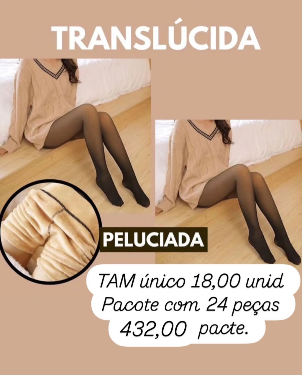Meia Calça Translúcida Peluciada - 24 peças