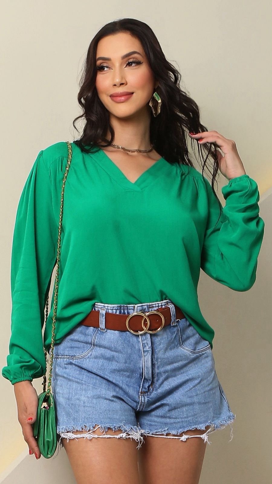 Blusa manga longa viscolinho 