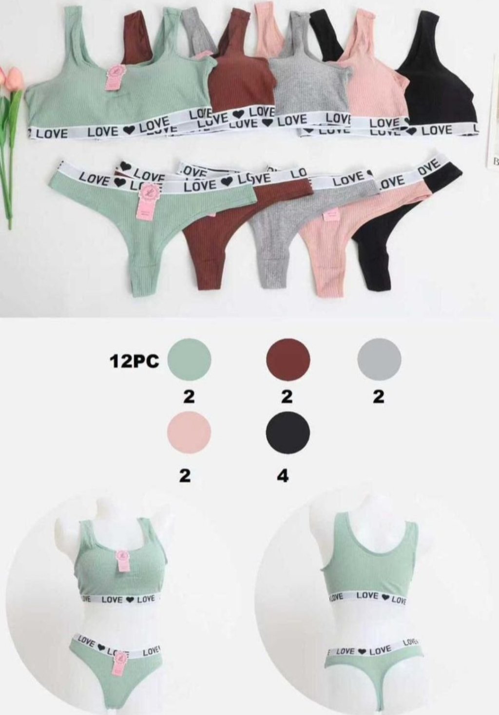 Conjunto Lingerie Love • 12 peças 