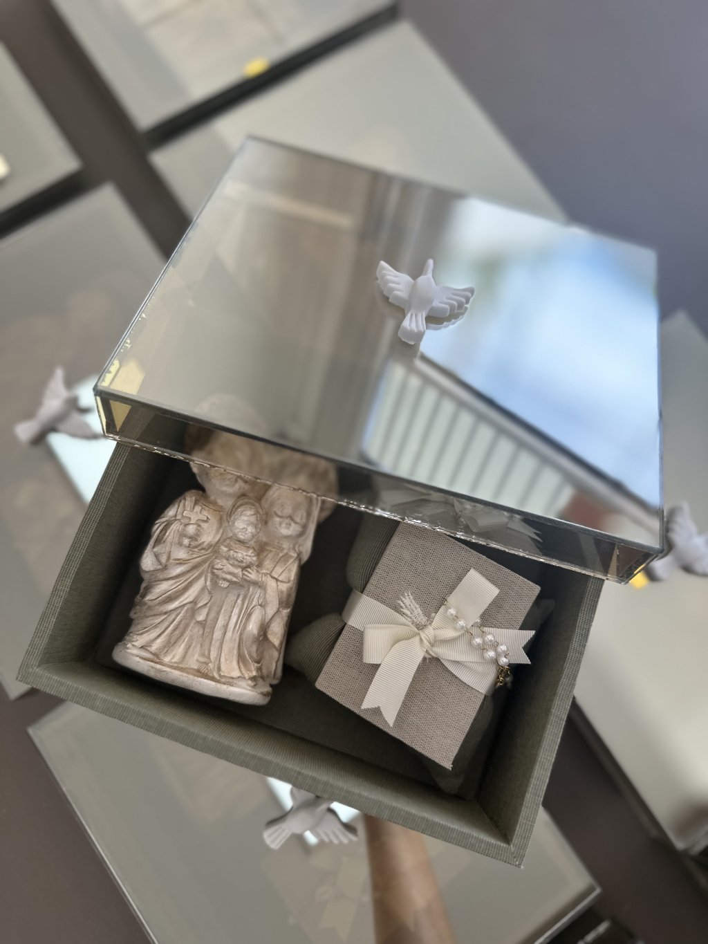 Convite de padrinhos luxo com sagrada família e livro de salmo 