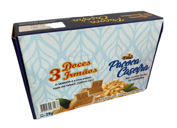 PAÇOCA CASEIRA 3 IRMÃOS CX 20 UNIDADES