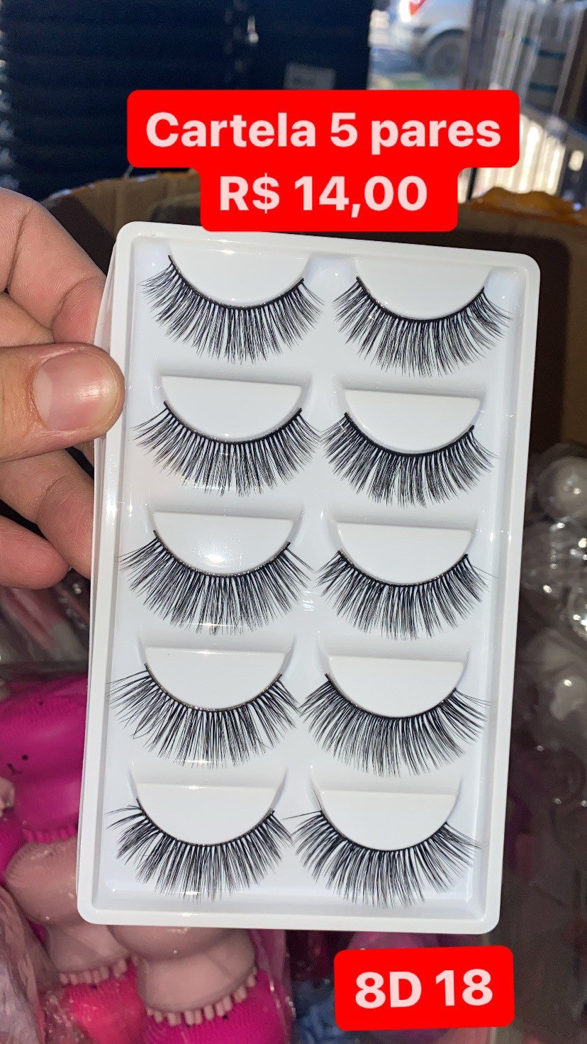 Cartela de cílios 5 pares 8D 18